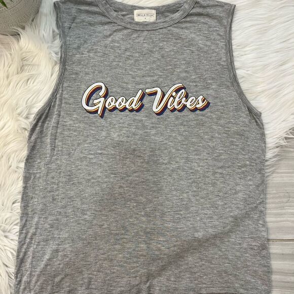 Bella Ella Grey “Good Vibes” Tank Top - Picture 2 of 7
